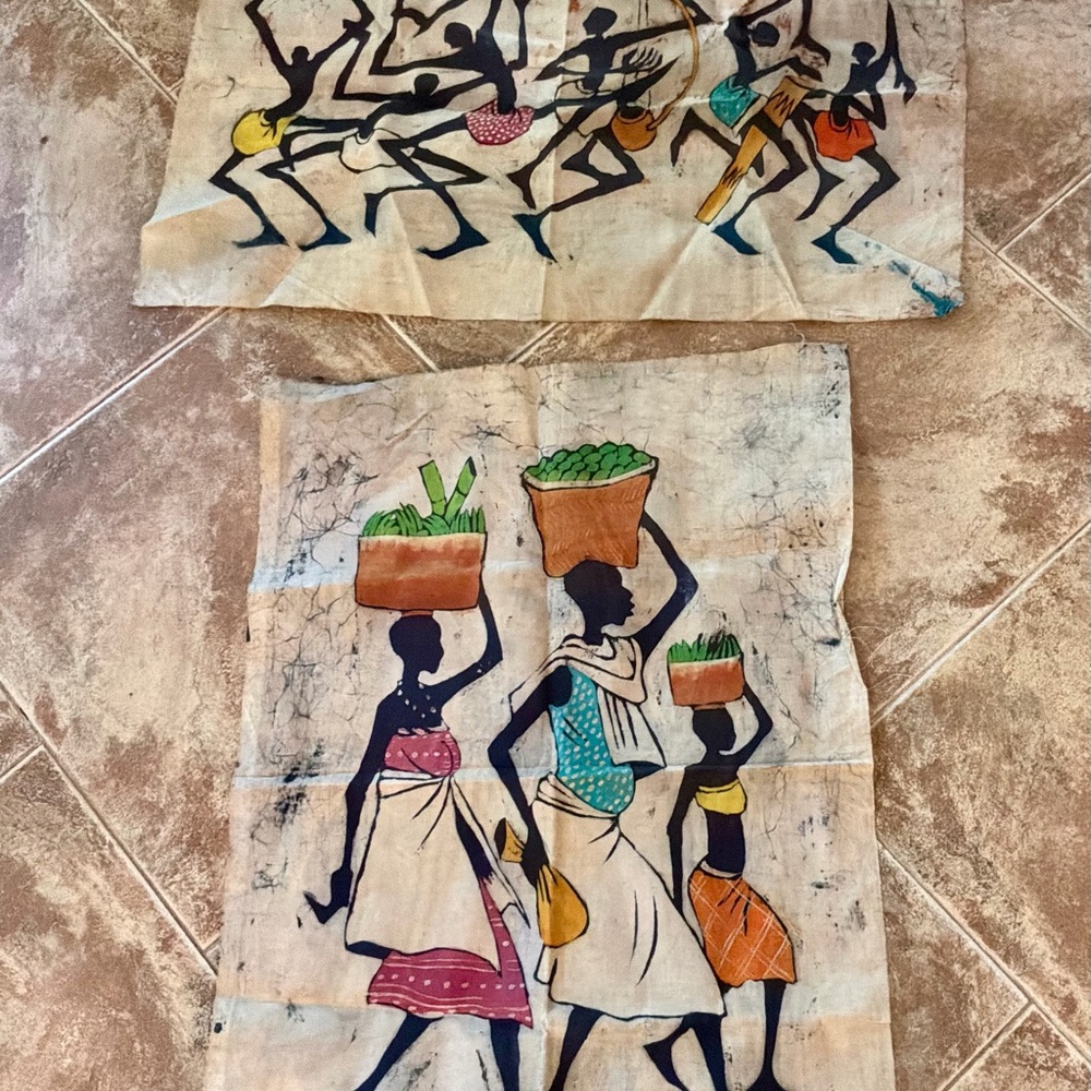 2 African batik textile